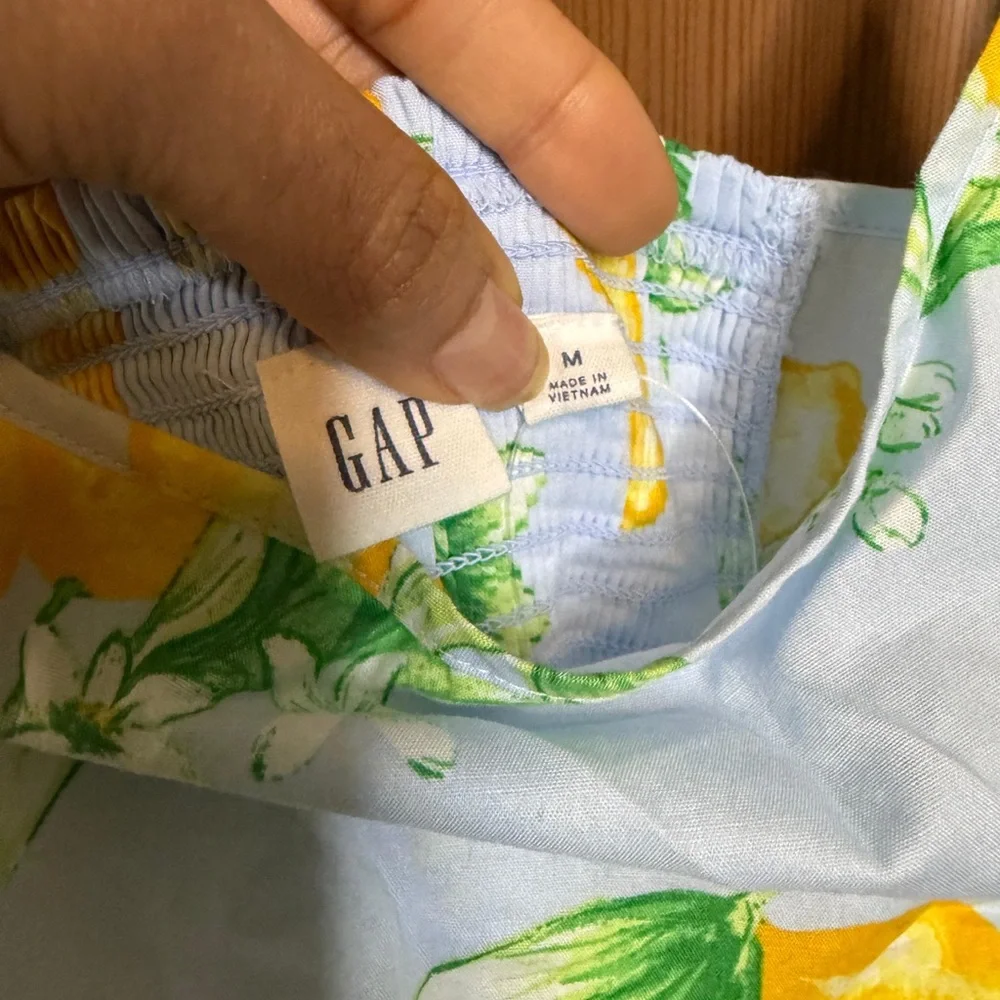 NWT- Gap Beachy Tropical Summer Lemons Novelty Prin Scoopneck Midi Dress Sz: M